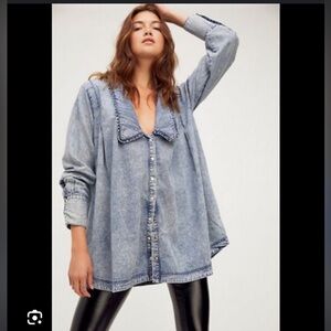 Free People Charlie Denim Buttondown